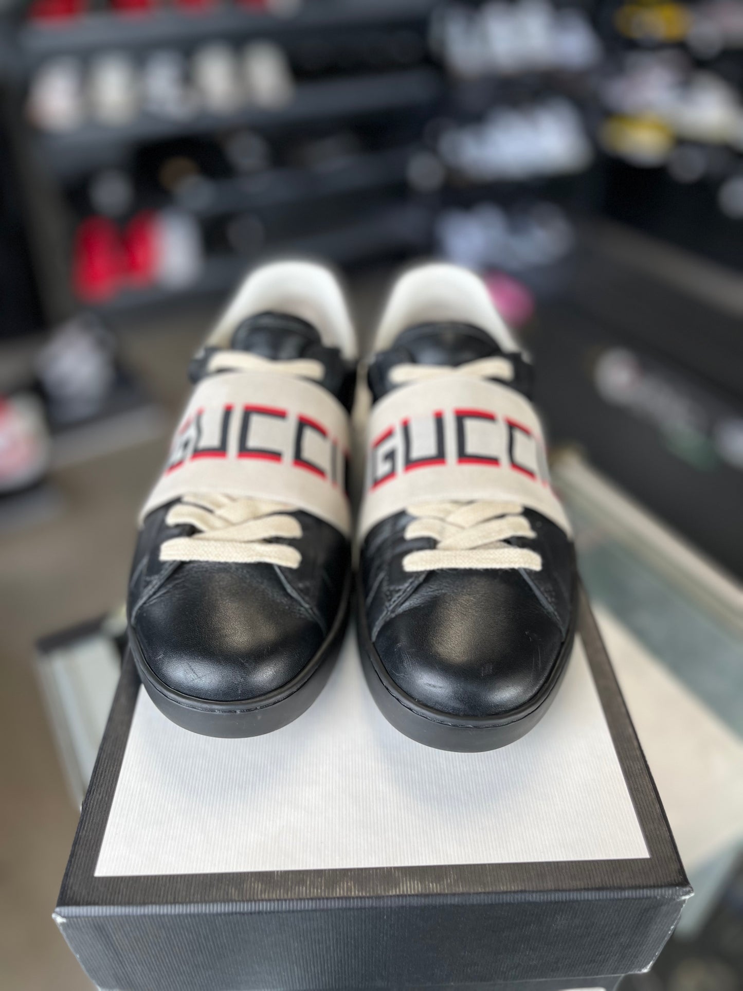 Gucci Ace Black Stripe Size 8-8.5 Men