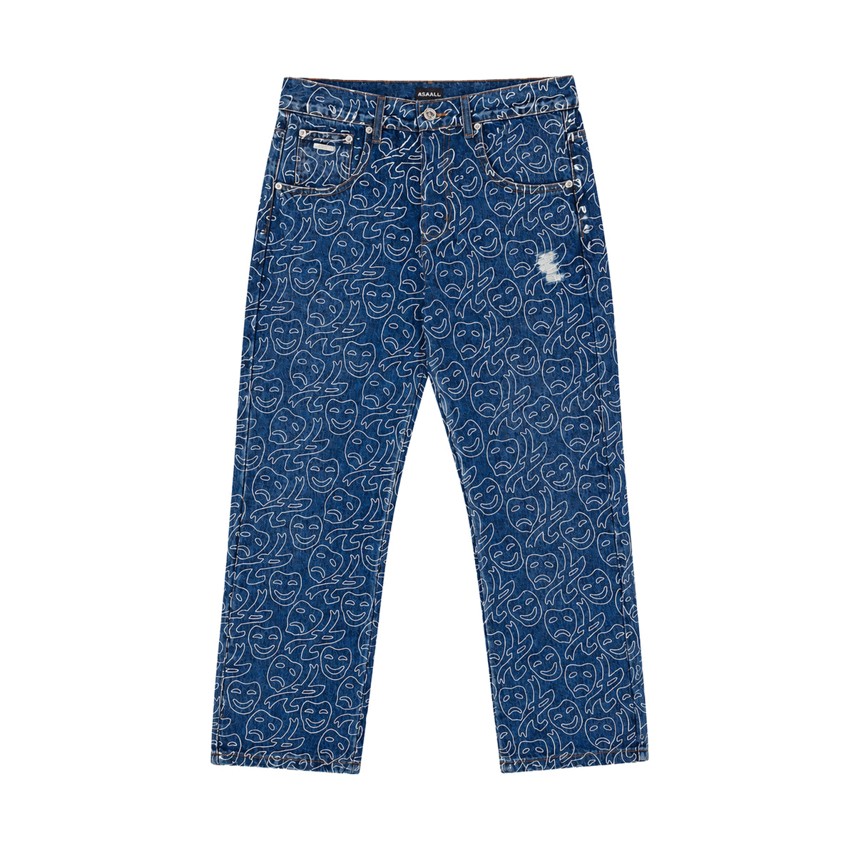 Asaali Monogram All Over Print Denim Jeans