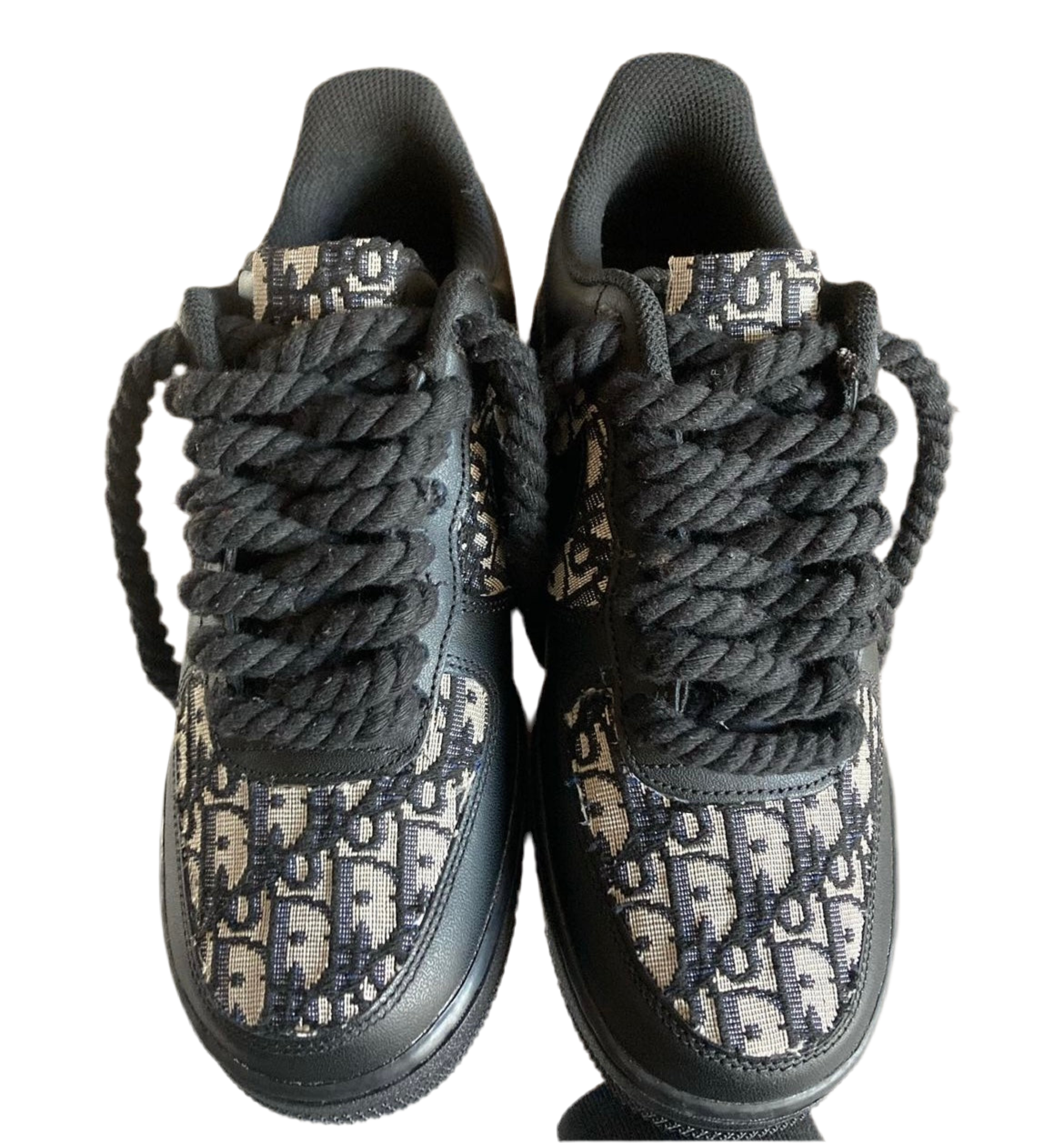 Custom Air Force 1 “Dior Black” Rope Laced