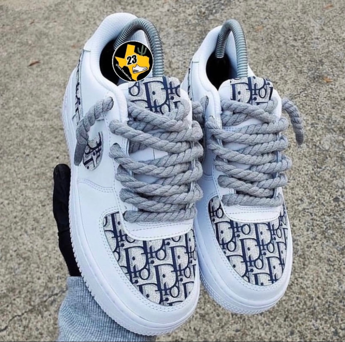 Custom Air Force 1 “Dior Navy” Rope Laced