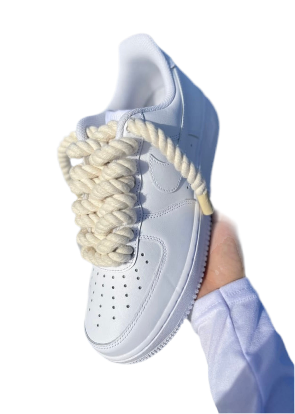 Custom Air Force 1 “Classic White” Rope Laced