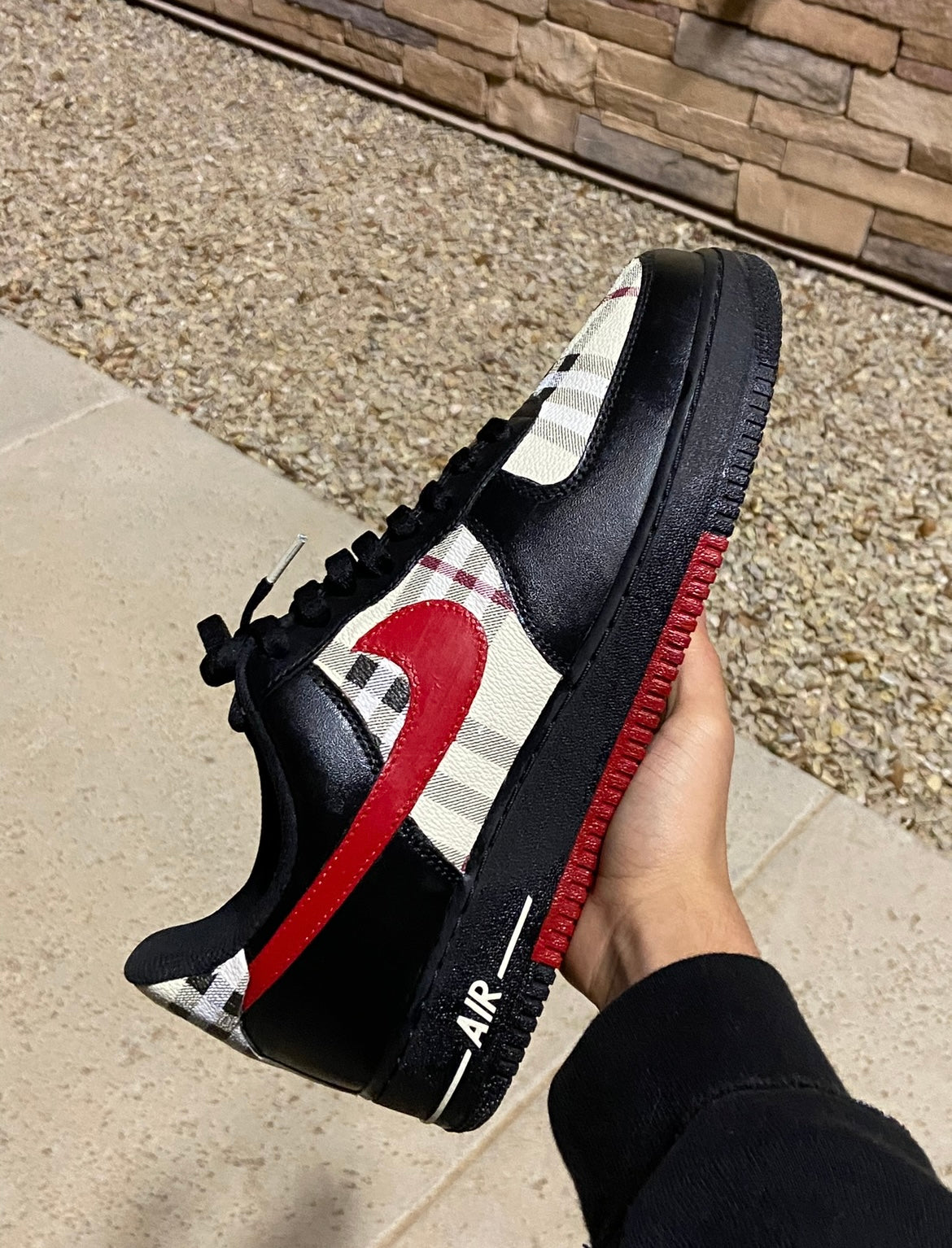 Custom Air Force 1 “Black Burberry”