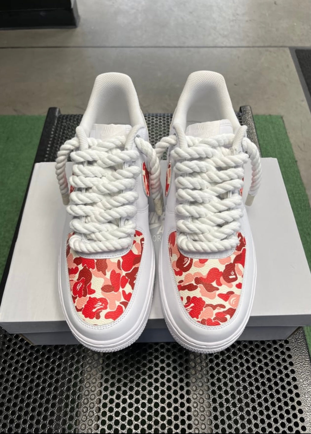 Custom Air Force 1 “Red Bape” Rope Laced