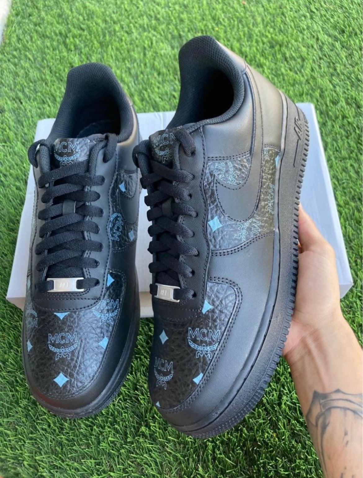 Custom Air Force 1 “Black/Black MCM”