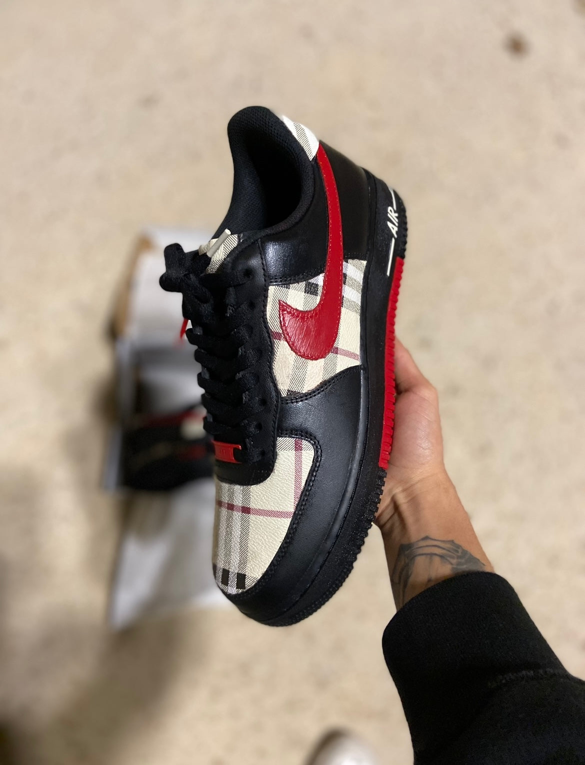 Custom Air Force 1 “Black Burberry”